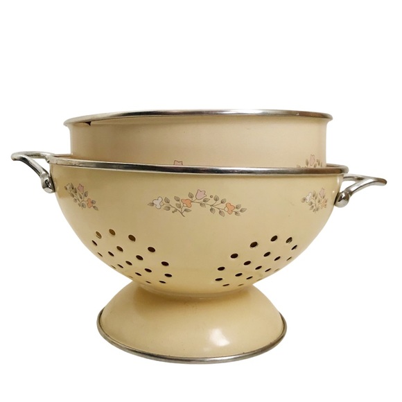 Vintage Other - Vintage Enamelware Colander and Bowl Mini Floral